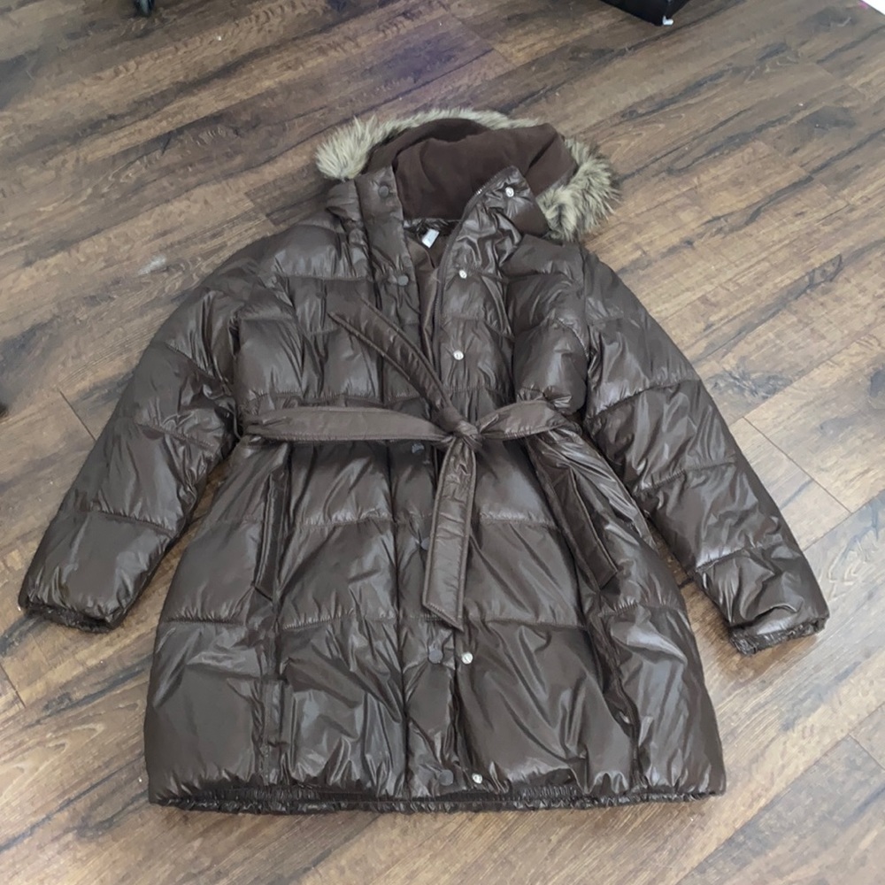 Old Navy Long Brown Tie Jacket Sz XL EUC